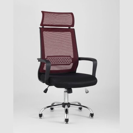 Компьютерное кресло TopChairs TopChairs Style офисное красное в обивке с сеткой, регулировка по высоте и механизм качания Top 
