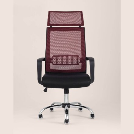Компьютерное кресло TopChairs TopChairs Style офисное красное в обивке с сеткой, регулировка по высоте и механизм качания Top 