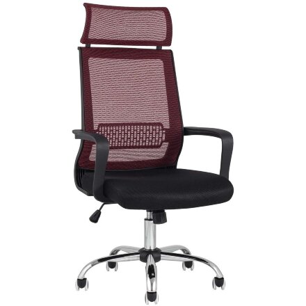 Компьютерное кресло TopChairs TopChairs Style офисное красное в обивке с сеткой, регулировка по высоте и механизм качания Top 