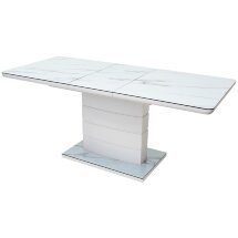 Стол ALTA 140 GREY-WHITE MARBLE/ WHITE глазурованное стекло М-City