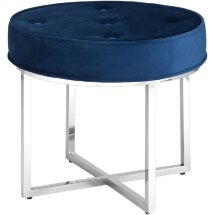 Банкетка Stool Group САПФИР сталь серебро, нержавеющая сталь, обивка сиденья синий велюр