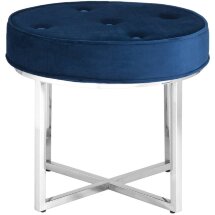 Банкетка Stool Group САПФИР сталь серебро, нержавеющая сталь, обивка сиденья синий велюр