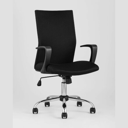 Компьютерное кресло Stool Group TopChairs Balance офисное черное, обивка текстиль и сетка, механизм регулировки и качания Top Gu 