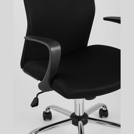 Компьютерное кресло Stool Group TopChairs Balance офисное черное, обивка текстиль и сетка, механизм регулировки и качания Top Gu 