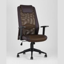 Компьютерное кресло TopChairs TopChairs Studio офисное коричневое в обивке из экокожи и текстиля с сеткой, механизм качания To