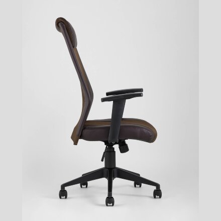Компьютерное кресло TopChairs TopChairs Studio офисное коричневое в обивке из экокожи и текстиля с сеткой, механизм качания To 