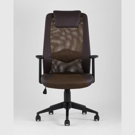 Компьютерное кресло TopChairs TopChairs Studio офисное коричневое в обивке из экокожи и текстиля с сеткой, механизм качания To 