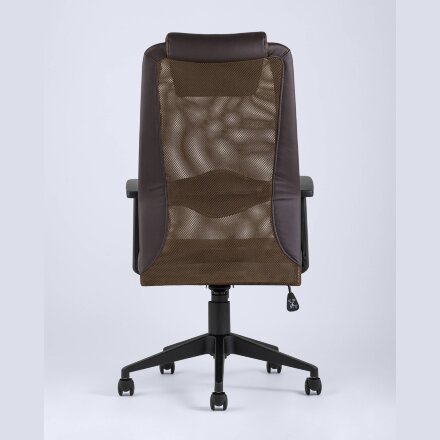 Компьютерное кресло TopChairs TopChairs Studio офисное коричневое в обивке из экокожи и текстиля с сеткой, механизм качания To 