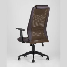 Компьютерное кресло TopChairs TopChairs Studio офисное коричневое в обивке из экокожи и текстиля с сеткой, механизм качания To
