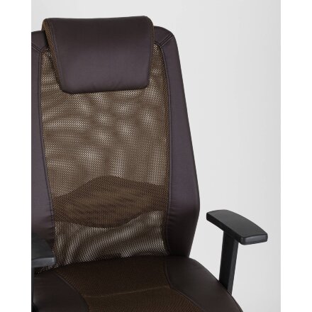 Компьютерное кресло TopChairs TopChairs Studio офисное коричневое в обивке из экокожи и текстиля с сеткой, механизм качания To 