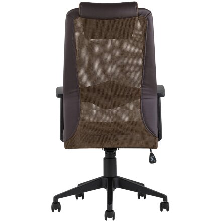 Компьютерное кресло TopChairs TopChairs Studio офисное коричневое в обивке из экокожи и текстиля с сеткой, механизм качания To 