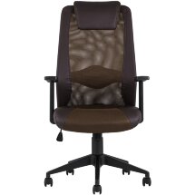 Компьютерное кресло TopChairs TopChairs Studio офисное коричневое в обивке из экокожи и текстиля с сеткой, механизм качания To