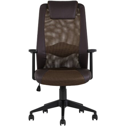 Компьютерное кресло TopChairs TopChairs Studio офисное коричневое в обивке из экокожи и текстиля с сеткой, механизм качания To 