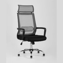 Компьютерное кресло TopChairs TopChairs Style офисное серое в обивке с сеткой, регулировка по высоте и механизм качания Top Gu