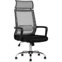 Компьютерное кресло TopChairs TopChairs Style офисное серое в обивке с сеткой, регулировка по высоте и механизм качания Top Gu