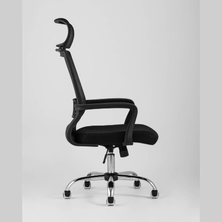 Компьютерное кресло TopChairs TopChairs Style офисное черное в обивке с сеткой, регулировка по высоте и механизм качания Top G 