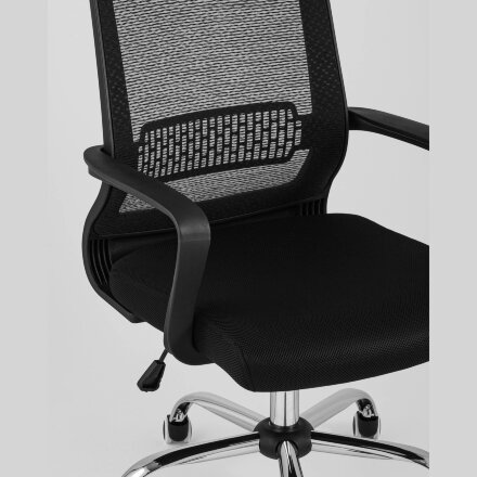 Компьютерное кресло TopChairs TopChairs Style офисное черное в обивке с сеткой, регулировка по высоте и механизм качания Top G 