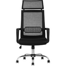 Компьютерное кресло TopChairs TopChairs Style офисное черное в обивке с сеткой, регулировка по высоте и механизм качания Top G