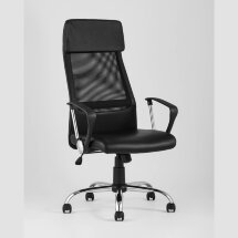 Компьютерное кресло TopChairs TopChairs Bonus офисное черное в обивке из экокожи и сетки, механизм качания Top Gun