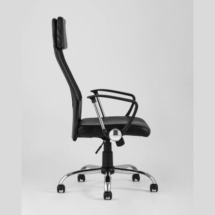 Компьютерное кресло TopChairs TopChairs Bonus офисное черное в обивке из экокожи и сетки, механизм качания Top Gun 