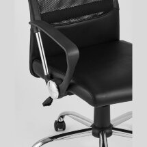 Компьютерное кресло TopChairs TopChairs Bonus офисное черное в обивке из экокожи и сетки, механизм качания Top Gun