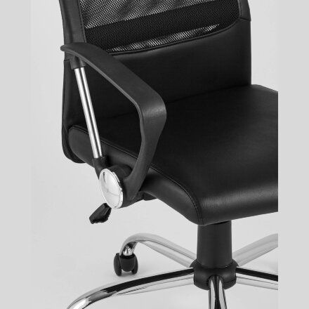 Компьютерное кресло TopChairs TopChairs Bonus офисное черное в обивке из экокожи и сетки, механизм качания Top Gun 