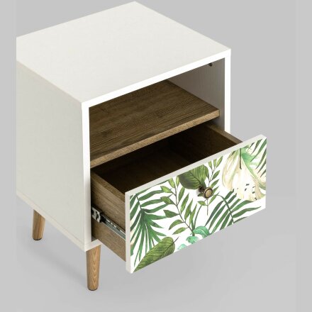 Тумбочка Stool Group Berber с открытой полкой и одним ящиком 4 принт ножки массив ясеня. 