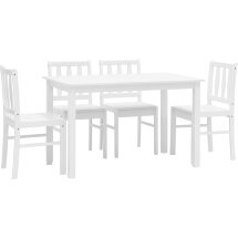 Обеденная группа Stool Group INGRID из стола и четырех стульев деревянные, ножки стола и каркас стульев из массива гевеи цвет