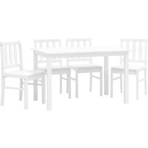 Обеденная группа Stool Group INGRID из стола и четырех стульев деревянные, ножки стола и каркас стульев из массива гевеи цвет