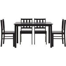 Обеденная группа Stool Group INGRID из стола и четырех стульев деревянные, ножки стола и каркас стульев из массива гевеи