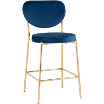 Cтул полубарный Stool Group Барбара велюр королевский синий, золотые ножки
