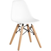 Стул Stool Group DSW детский белый, полипропилен, сталь, натуральный массив бука
