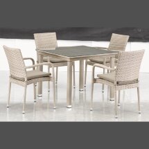 Комплект плетеной мебели T257C/Y376C-W85 Latte (4+1) + подушки на стульях