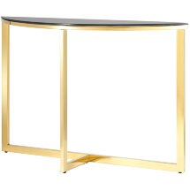 Консоль Stool Group АЛЬБА 115*30 золото стекло черное закаленное каркас нержавеющая сталь