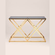 Консоль Stool Group ИНСИГНИЯ 120*40 золото стекло smoke, каркас нержавеющая сталь