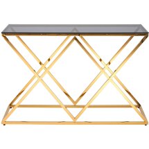 Консоль Stool Group ИНСИГНИЯ 120*40 золото стекло smoke, каркас нержавеющая сталь