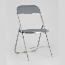 Стул складной Stool Group Джек серый, механизм складывания, экокожа, хром