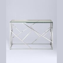 Консоль Stool Group АРТ ДЕКО 120*40 серебро, профиль каркаса сталь, материал столешницы стекло