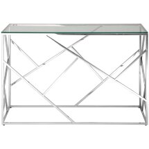 Консоль Stool Group АРТ ДЕКО 120*40 серебро, профиль каркаса сталь, материал столешницы стекло