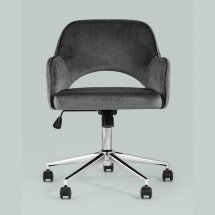 Компьютерное кресло Stool Group Кларк серый обивка велюр крестовина хромированный металл