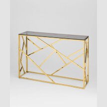 Консоль Stool Group Арт Деко 115*30, стальной каркас золотого цвета, столешница стеклянная