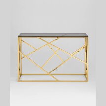 Консоль Stool Group Арт Деко 115*30, стальной каркас золотого цвета, столешница стеклянная
