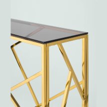 Консоль Stool Group Арт Деко 115*30, стальной каркас золотого цвета, столешница стеклянная