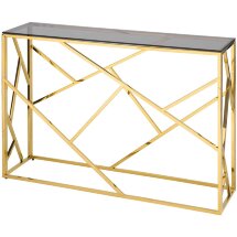 Консоль Stool Group Арт Деко 115*30, стальной каркас золотого цвета, столешница стеклянная