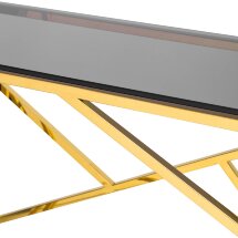 Консоль Stool Group Арт Деко 115*30, стальной каркас золотого цвета, столешница стеклянная