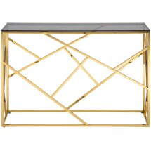 Консоль Stool Group Арт Деко 115*30, стальной каркас золотого цвета, столешница стеклянная