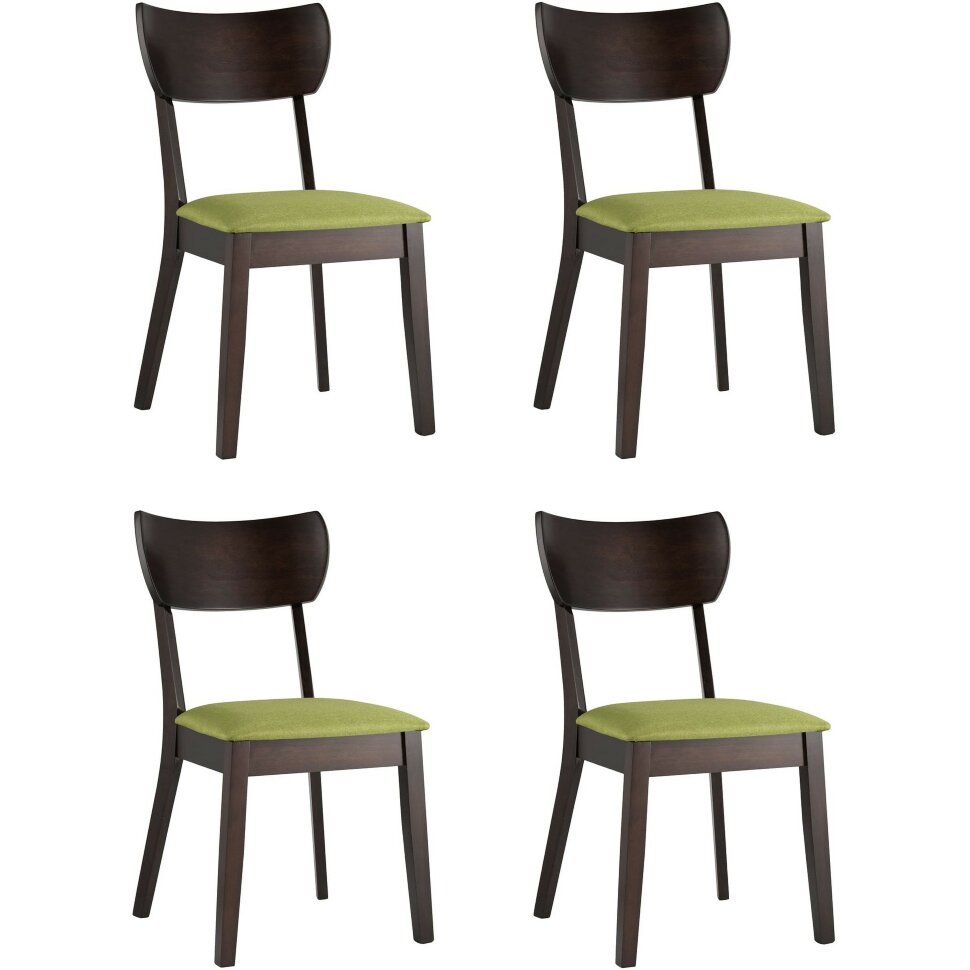 Комплект из четырех стульев Stool Group TOMAS мягкое салатовое сиденье деревянный каркас из массива гевеи Комплект из четырех стульев Stool Group TOMAS мягкое салатовое сиденье деревянный каркас из массива гевеи