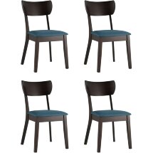 Комплект из четырех стульев Stool Group TOMAS мягкое синее сиденье деревянный каркас из массива гевеи