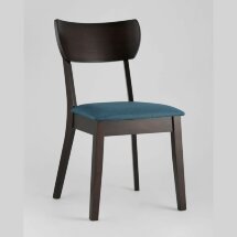 Комплект из четырех стульев Stool Group TOMAS мягкое синее сиденье деревянный каркас из массива гевеи