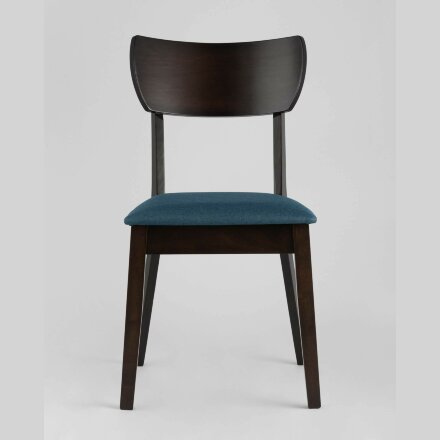 Комплект из четырех стульев Stool Group TOMAS мягкое синее сиденье деревянный каркас из массива гевеи 